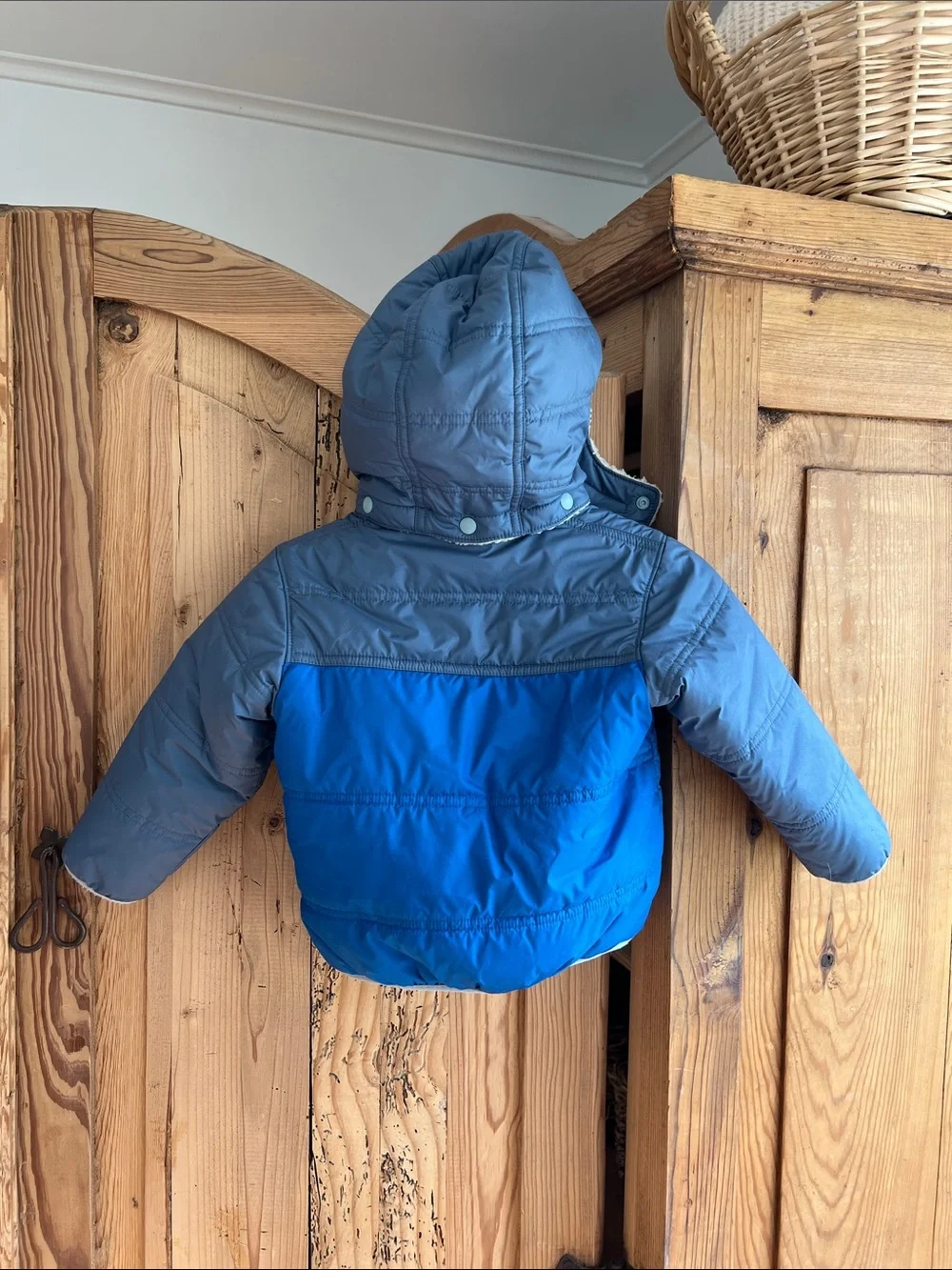 Patagonia | Reversible Blue and Light Blue Kids Puffer Sherpa Jacket